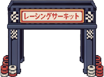 Pixel-art race circuit entrance